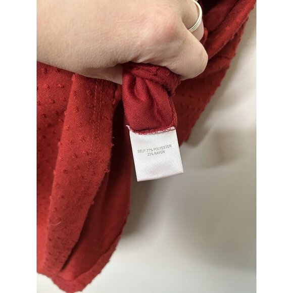 Rose + Olive Women’s Top Plus Red 3/4 Ruffle Sleeve Dots Relaxed Size 1X - Picture 12 of 12